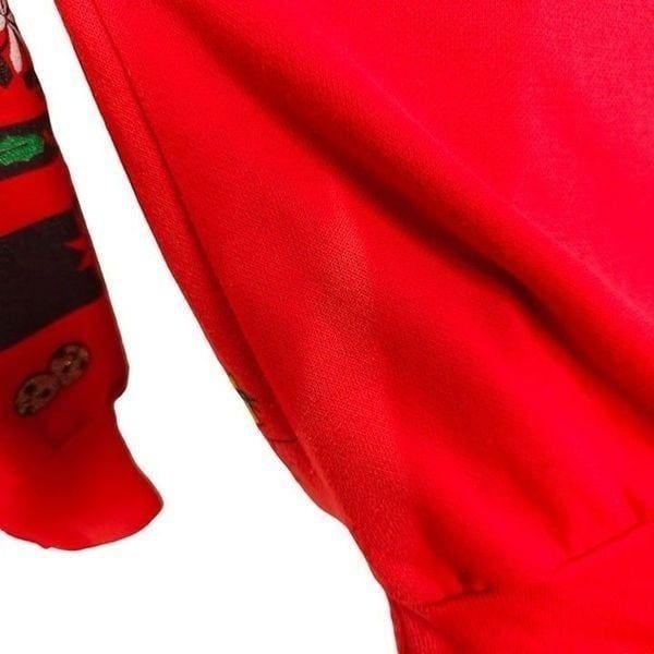Christmas Teddy Bear Sweatshirt Vintage 90s All Over Print Made In USA Mens - detail