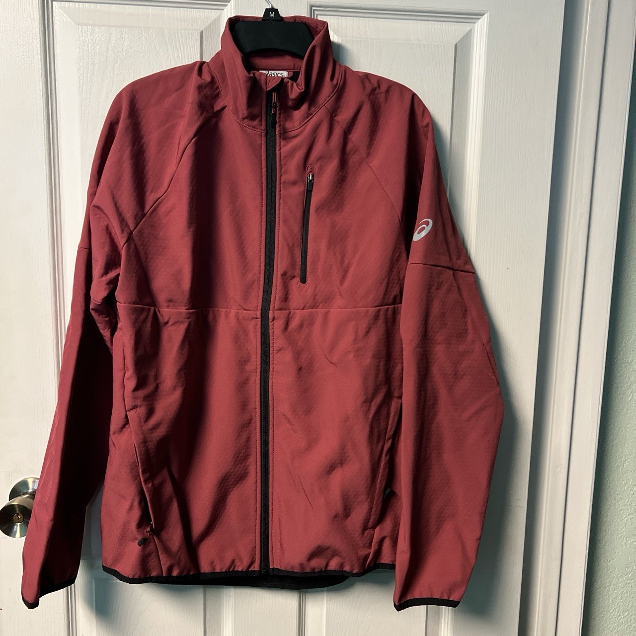Asics soft shell jacket zip up sweater coat red small