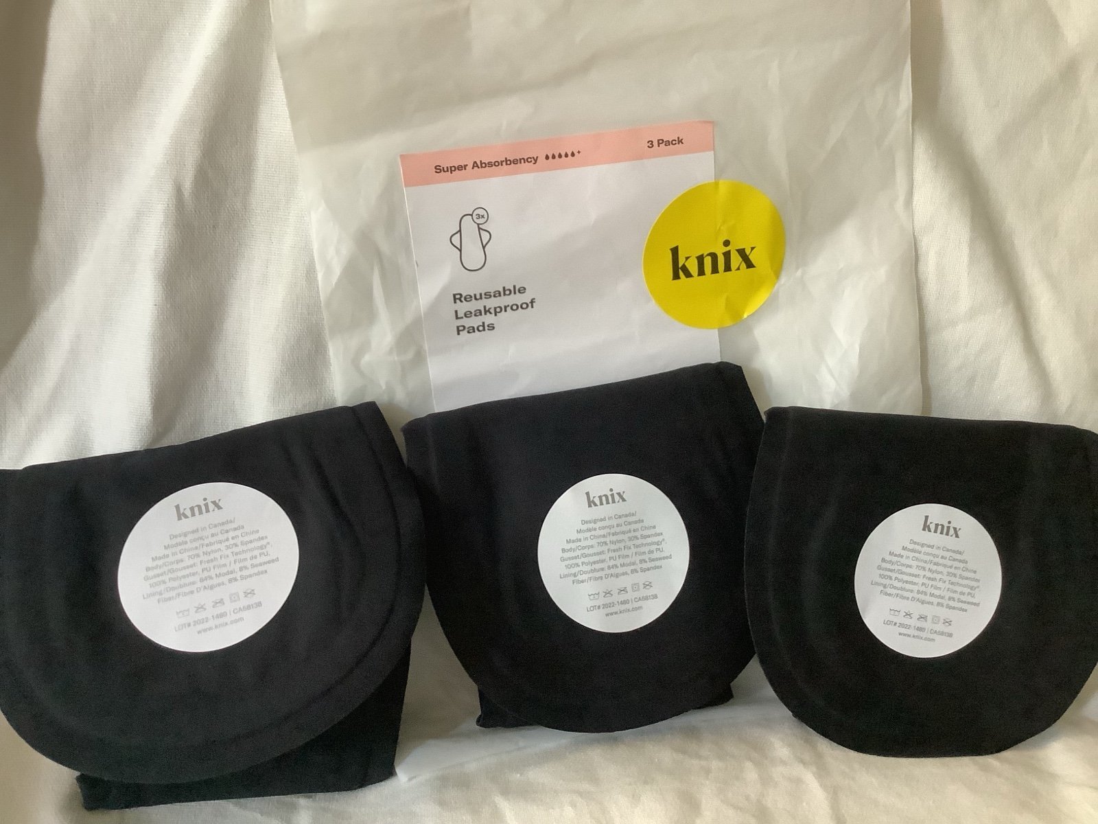 Knix Regular Reusable Leakproof Pads 3 Pack