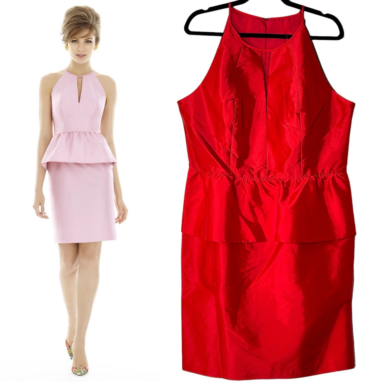 Alfred Sung Sleeveless Peplum Cocktail Dress Poppy Women's Plus Size 20 NWT D689