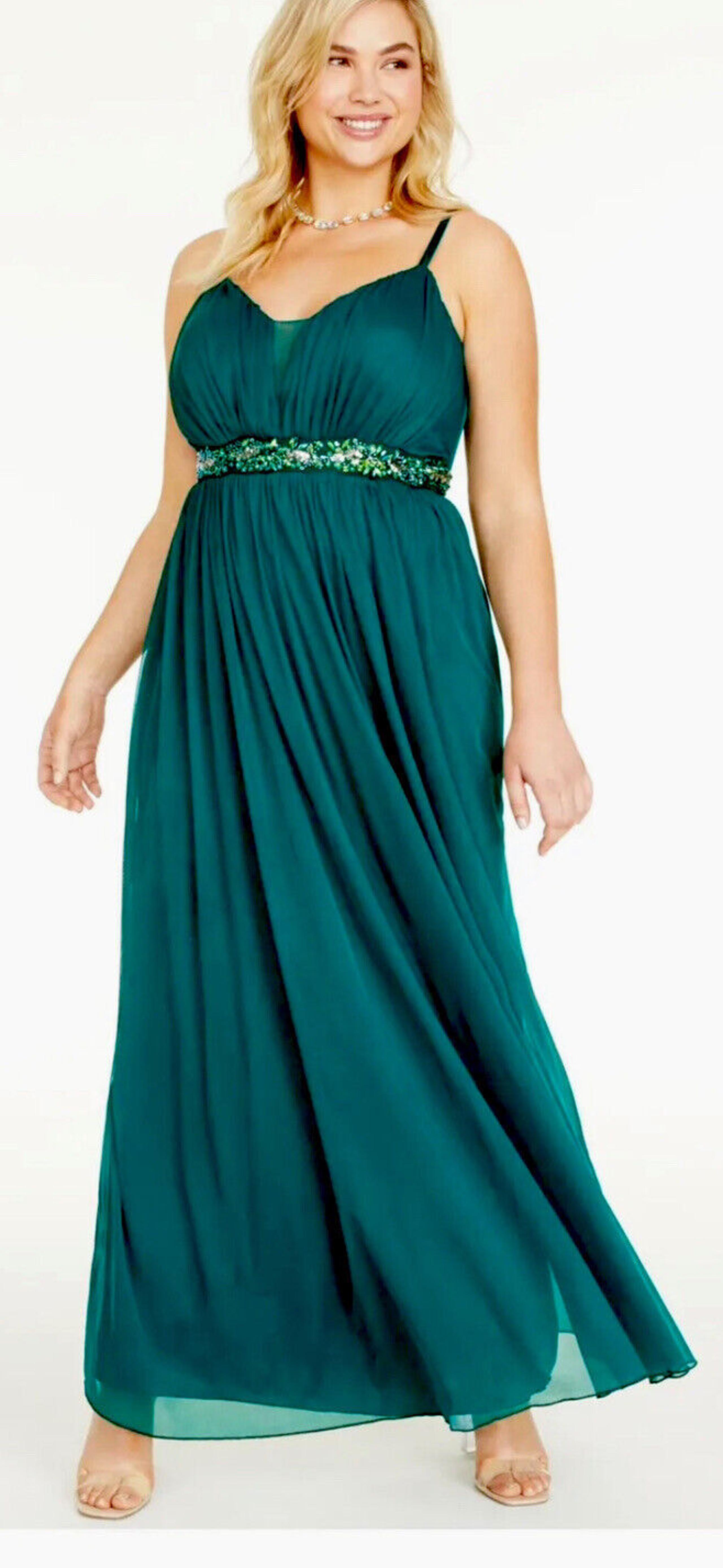 Women’s Formal Dress Size 14 TEEZE ME Mesh Molded Cups Lined Spaghetti Strap