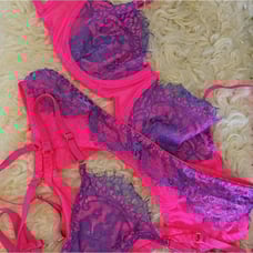 Ladies Neon Pink Purple Lingerie Set women's bra thong intimates
