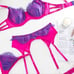 Ladies Neon Pink Purple Lingerie Set women's bra thong intimates