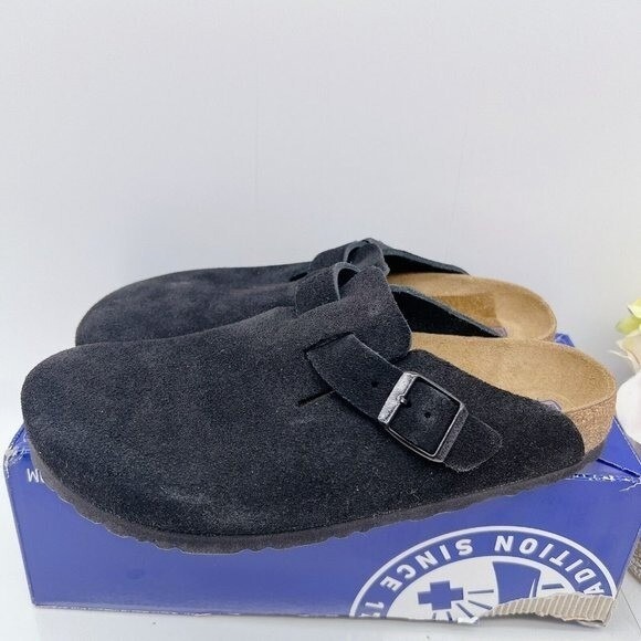 Birkenstock Boston Soft Footbed Clog Black Suede EU 41 Womens US 10- 10.5