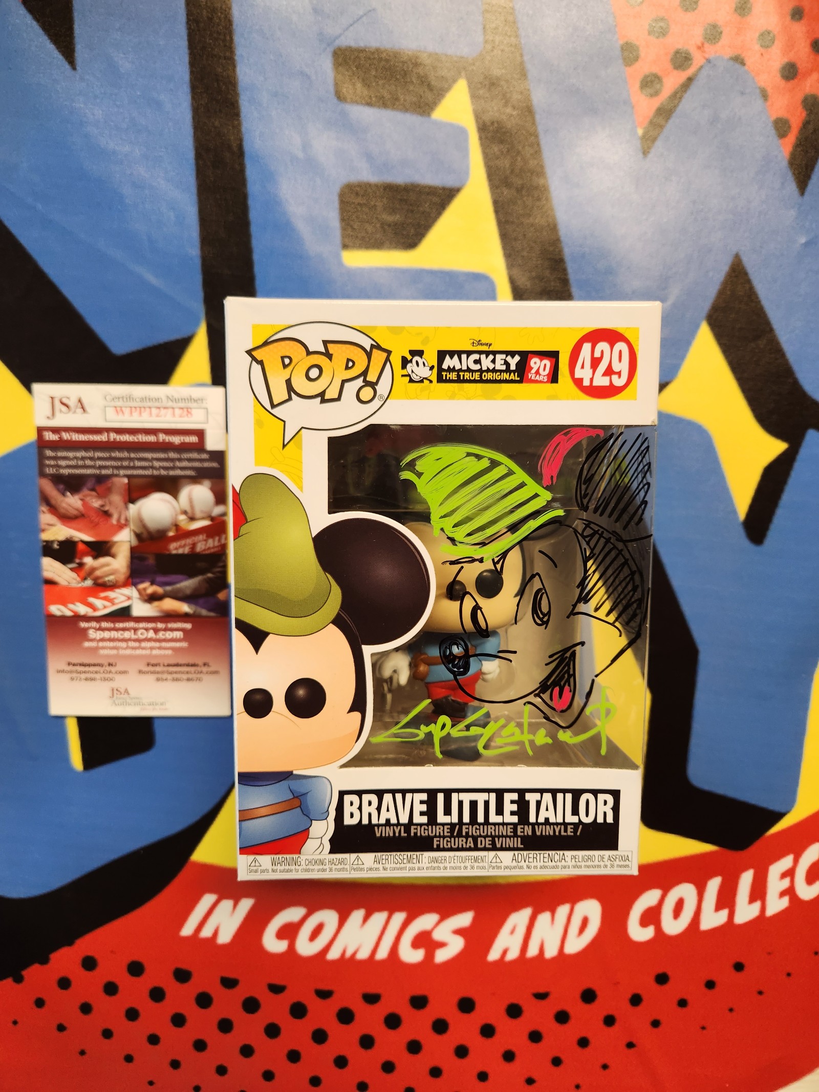 GUY GILCHRIST SIGNED & SKETCHED MICKEY MOUSE Brave Little Tailor FUNKO JSA COA.