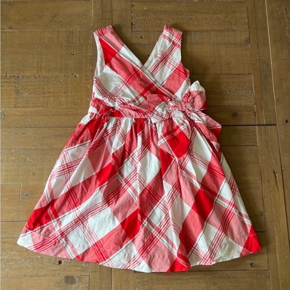 Janie and jack red picnic plaid cross front sleeveless dress