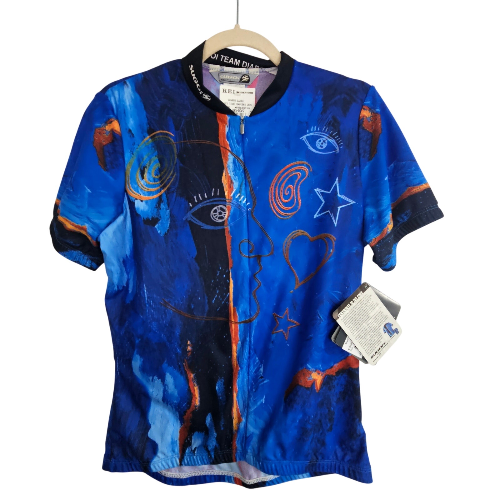 NEW Sugoi Cycle Jersey Blue Bike Shirt Women L Team Diabetes Short Sleeve