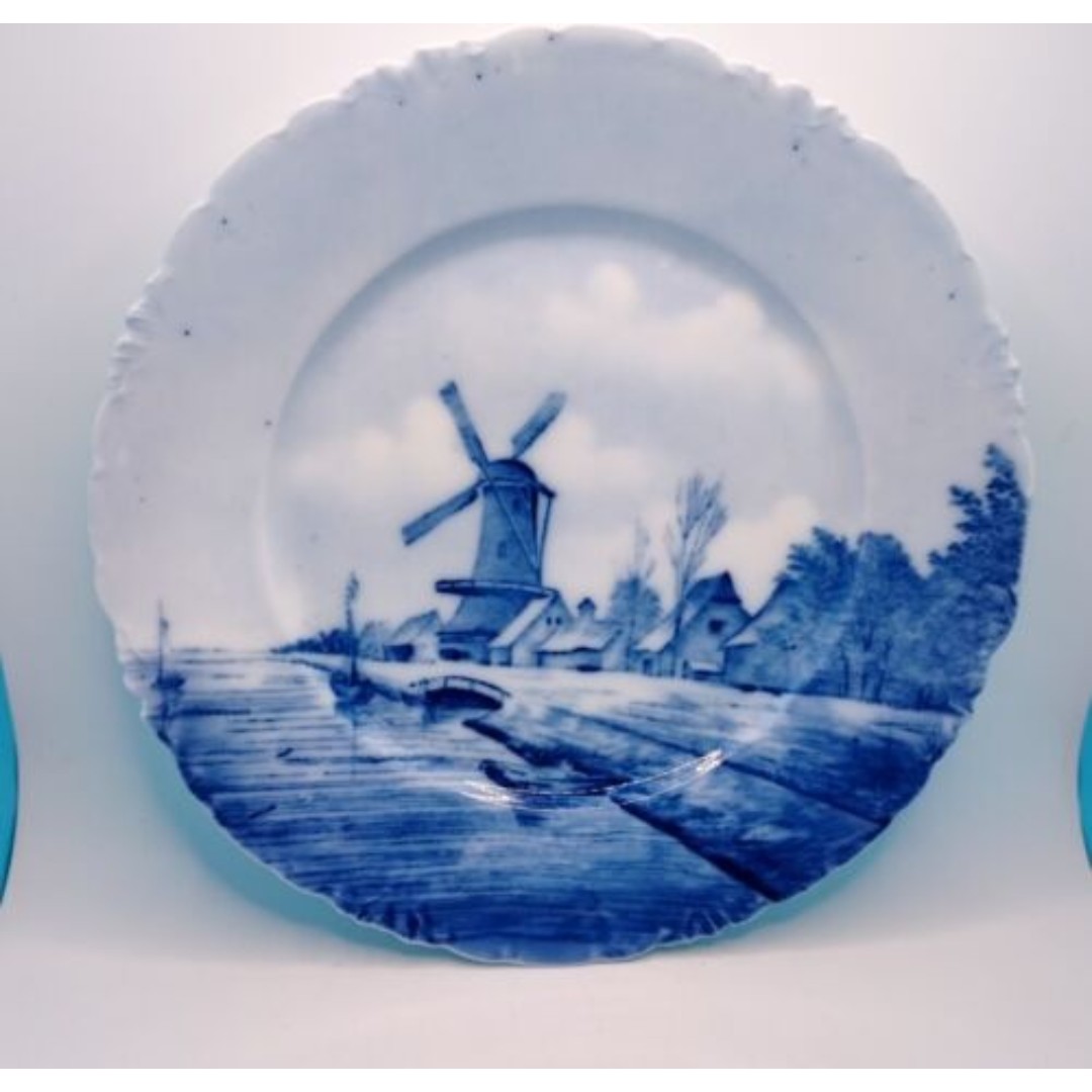 Antique RC Versailles Delft Germany Windmill Plate Hand Painted 8.5