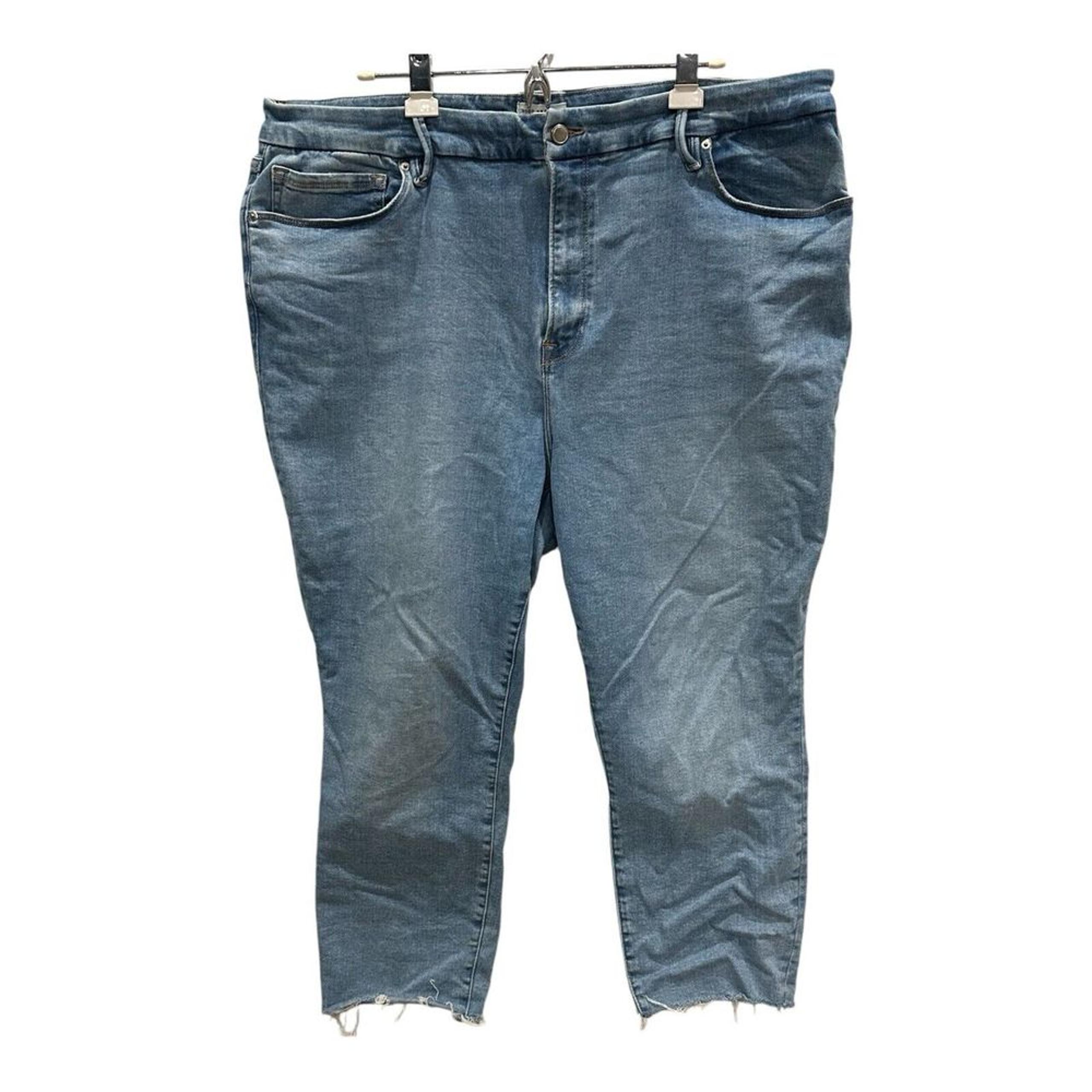 Good American Always Fits Jeans Women 20-26 Skinny Ankle Fray Hem Stretch Blue