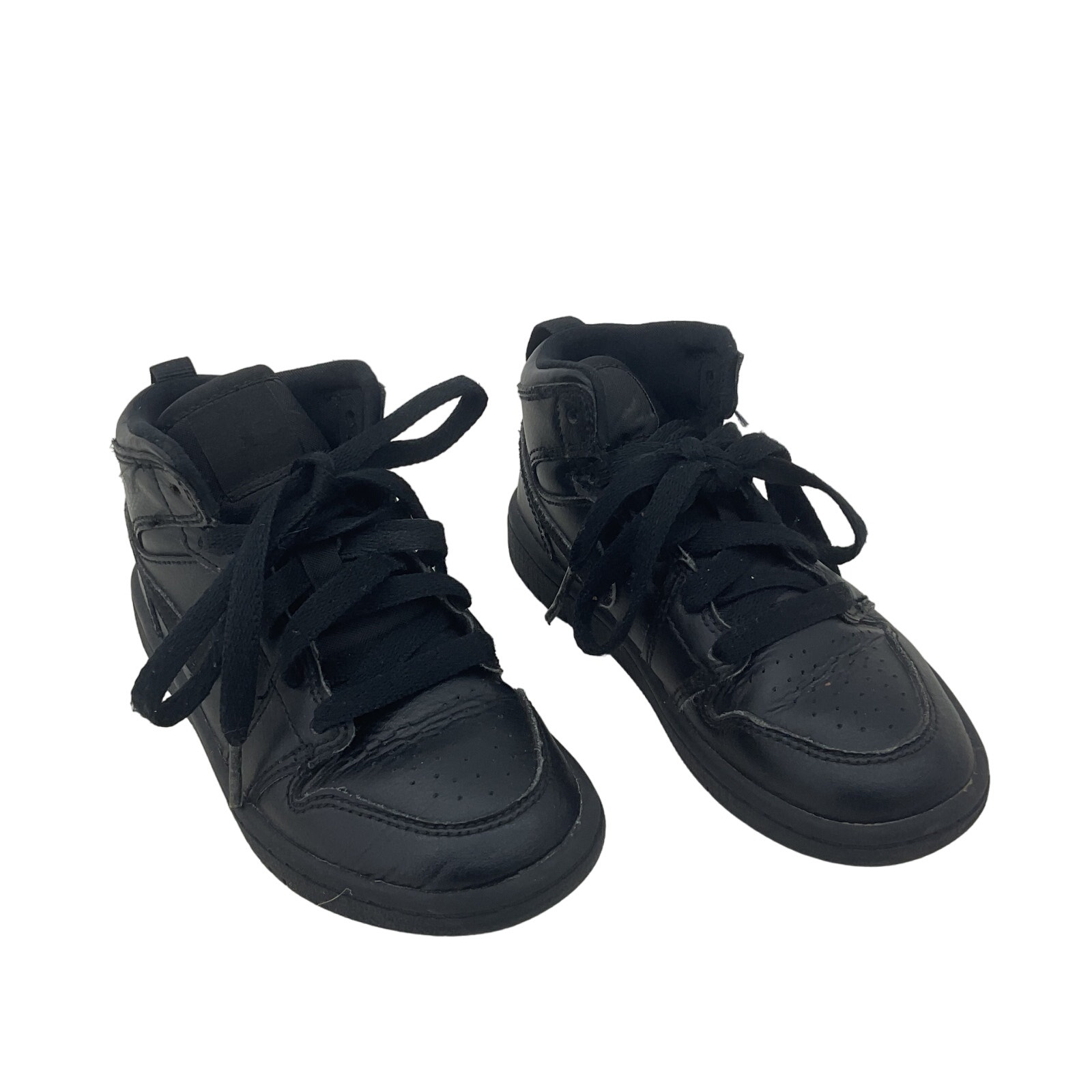 Air Jordan Force 1 10.5C Black Leather Toddler Sneakers 640734-090