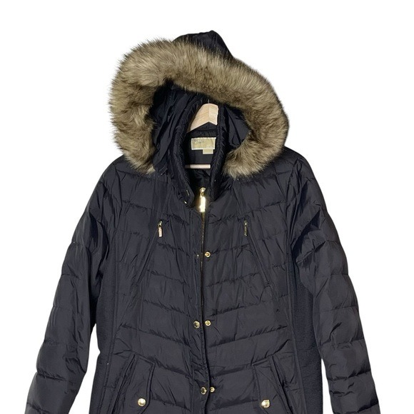 michael michael kors quilted faux fur trim parka