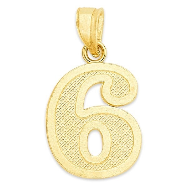 14k Solid Gold Number Six Pendant, #6 Number Jewelry Personalized Gifts For Her