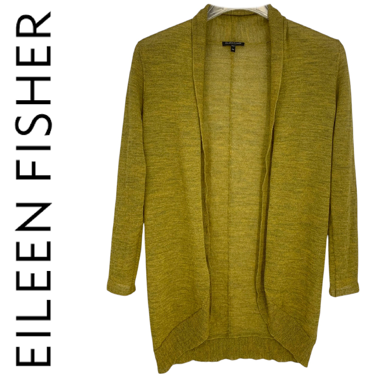 Eileen Fisher Sz PM Baby Alpaca Cardigan Sweater Moss Green Minimalist Capsule