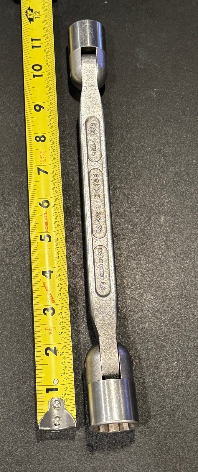 Bacho Swivel Head Double End Wrench with Bi-Hex Socket L13/16-7/8. SAE 13/16” x