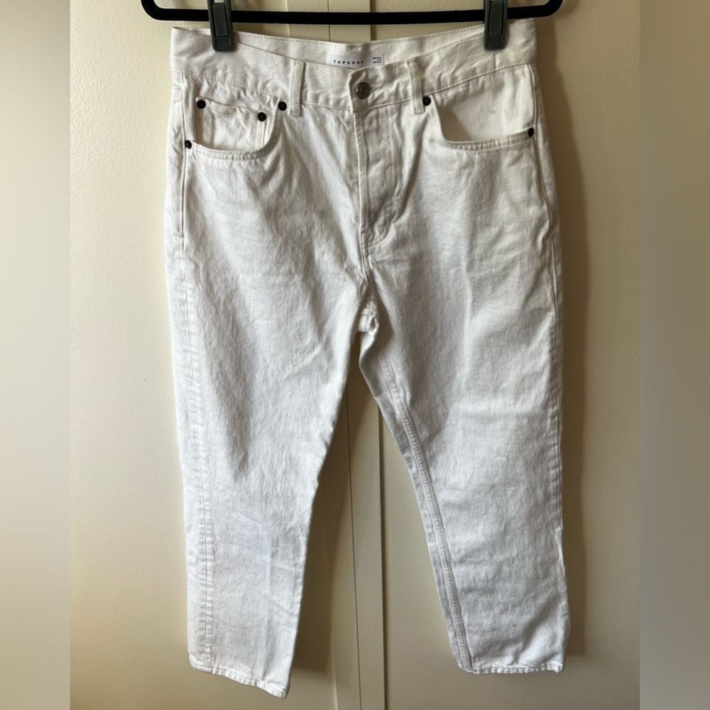 Topshop Women's NWOT Dad White High Rise Relaxed Denim Jeans Size 6