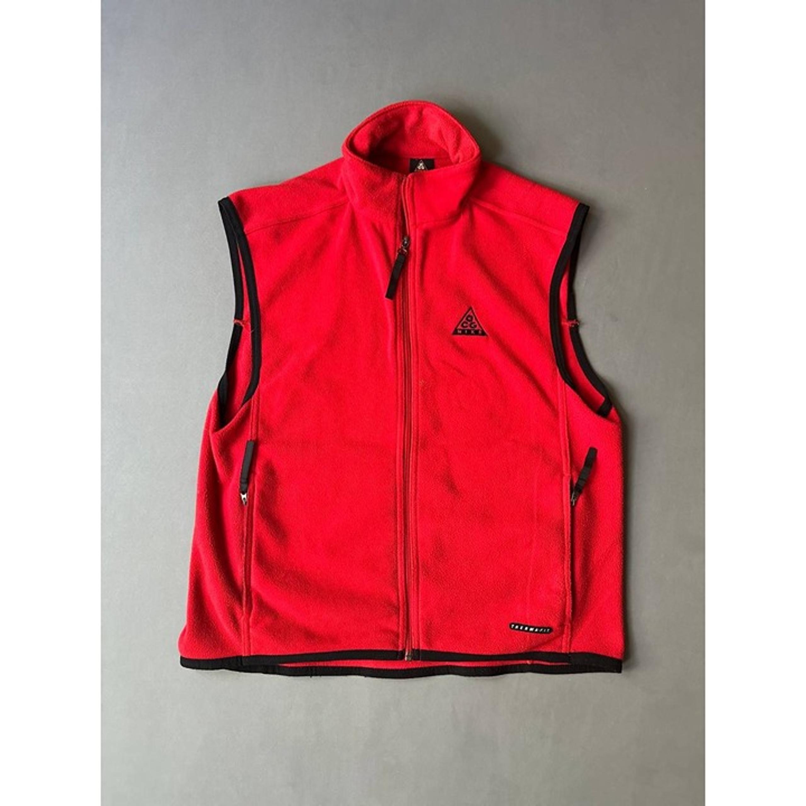 Vintage 90s Nike ACG Vest Men Large Red Fleece Therma Fit Full Zip Sweater Y2K