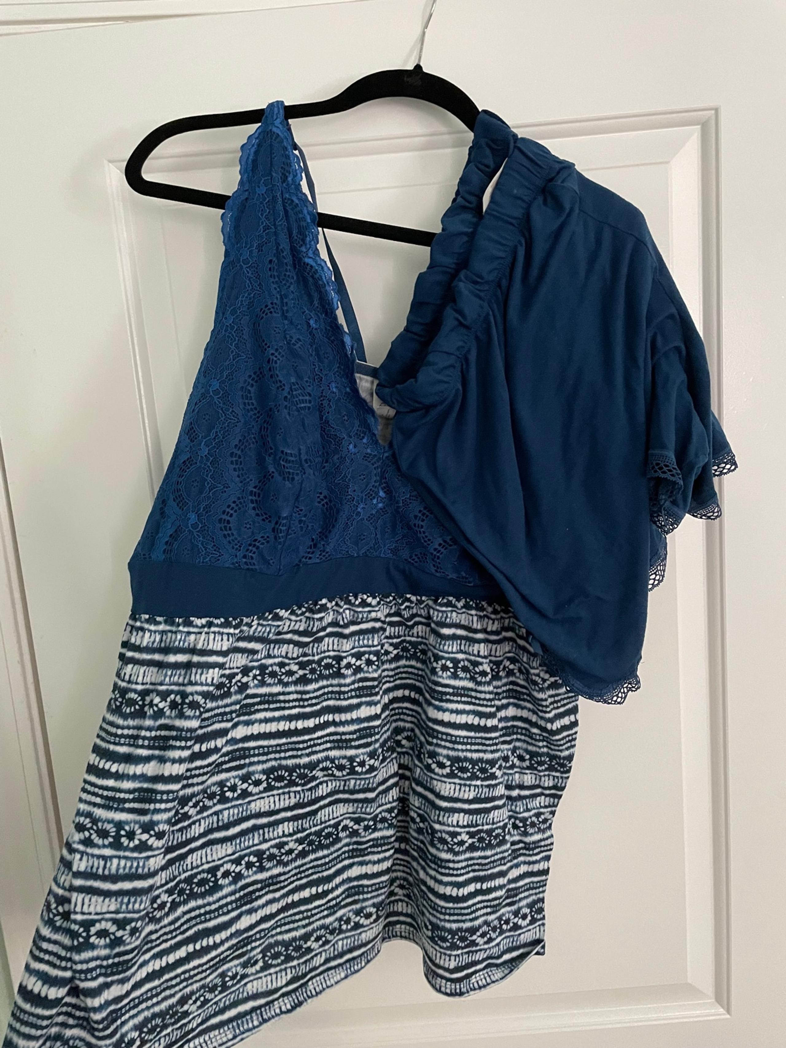 Cacique Womens Blue Lace Pajama set