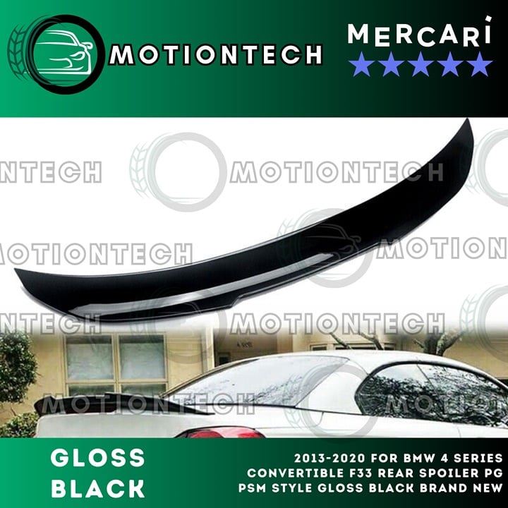 For 2013-2020 BMW 4 Series Convertible F33 Rear Spoiler PG PSM Style Gloss Black