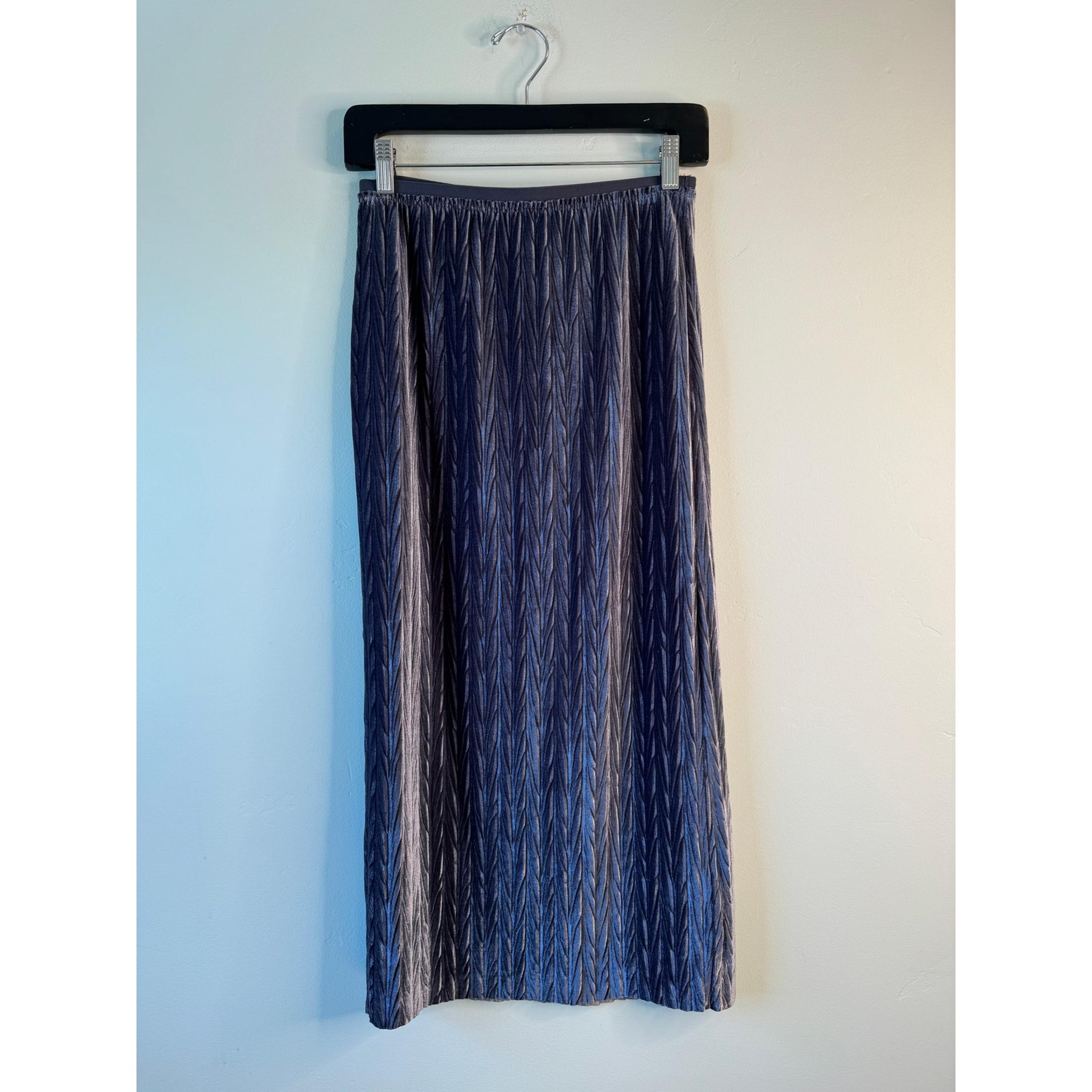 Anthropologie Maeve Blue Velvet Textured Midi Skirt