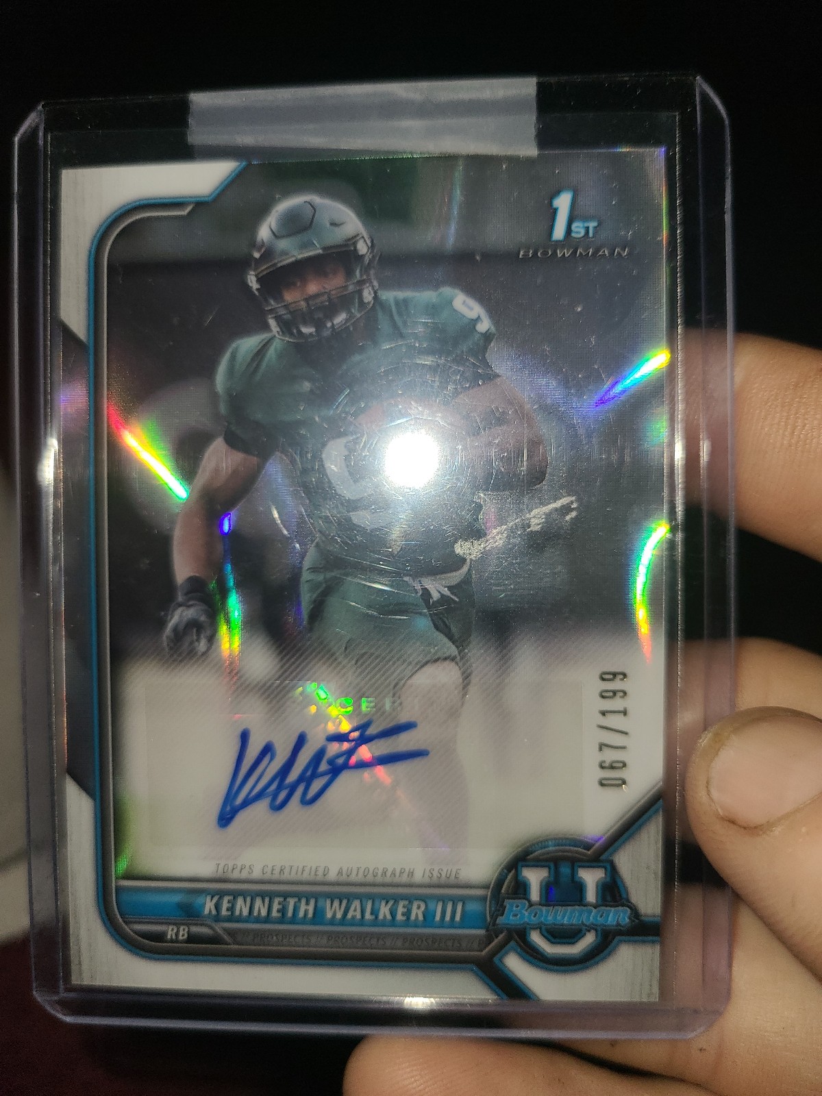 2022 bowman university lava refractor autograph kenneth walker /199
