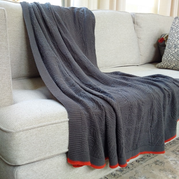 Morocco Charcoal 100% cotton Knit Throw Oversize70 x50 All Season light breatha