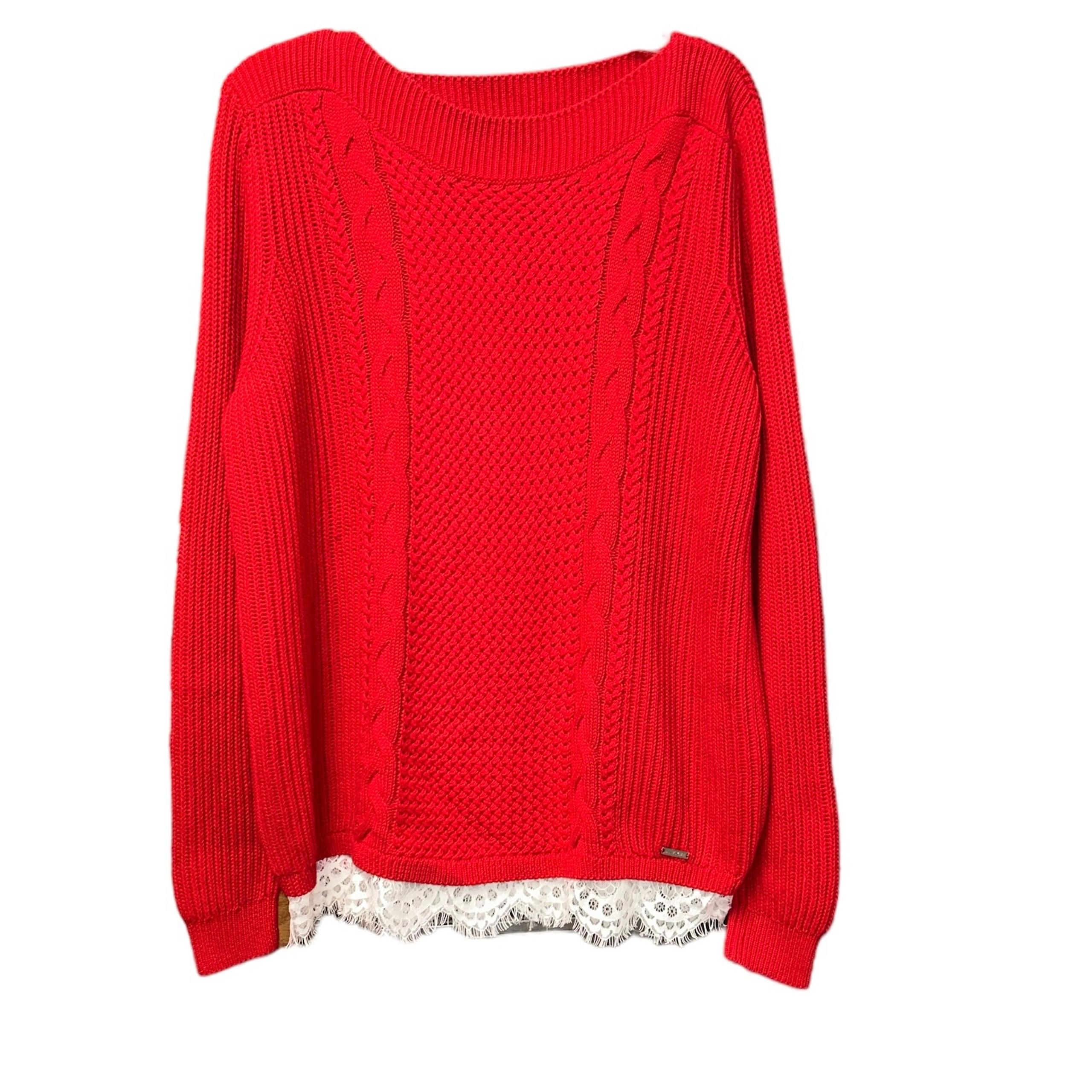 Tommy Hilfiger Women’s Lace-trimmed Pullover Tunic Sweater Size XL