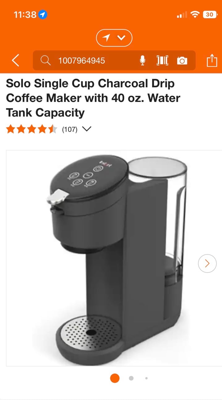 Instant Pot Solo Single Cup Charcoal Drip Coffee Maker with 40 oz.