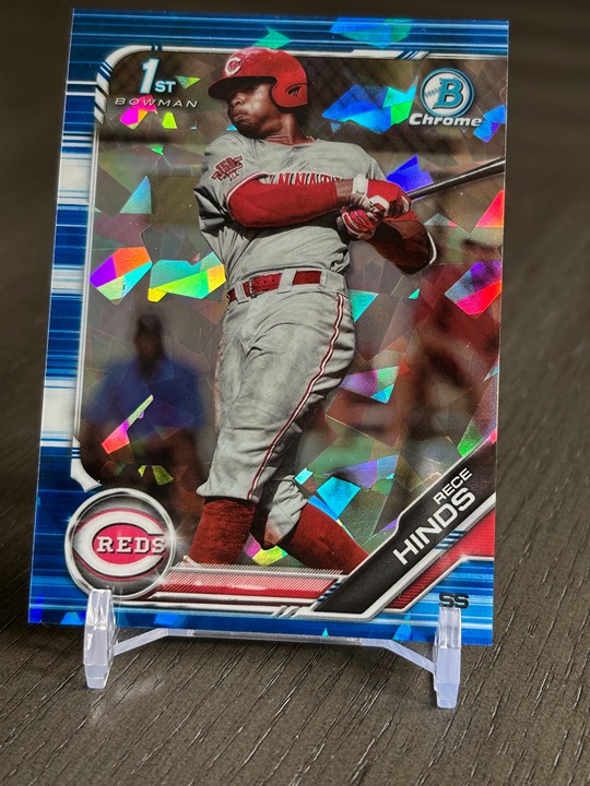 2019 BOWMAN CHROME DRAFT RECE HINDS CRACKED ICE #'D 25/99 REDS FUTURE STAR!