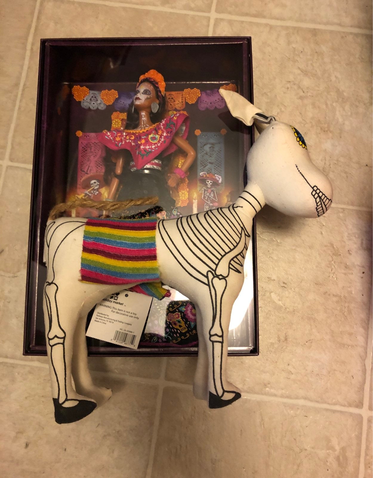 day of the dead Barbie and plush donkey