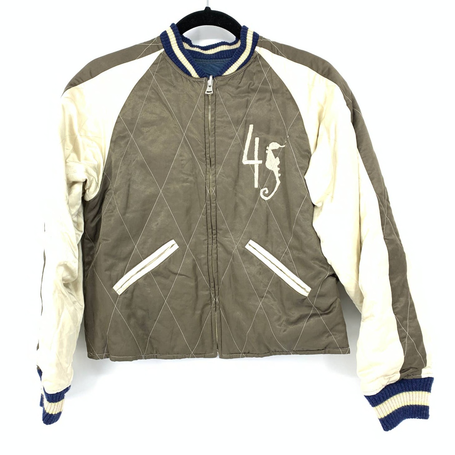 45 Revolutions Per Minute Men's Approx Sz S Bomber Jacket Embroidered Reversible
