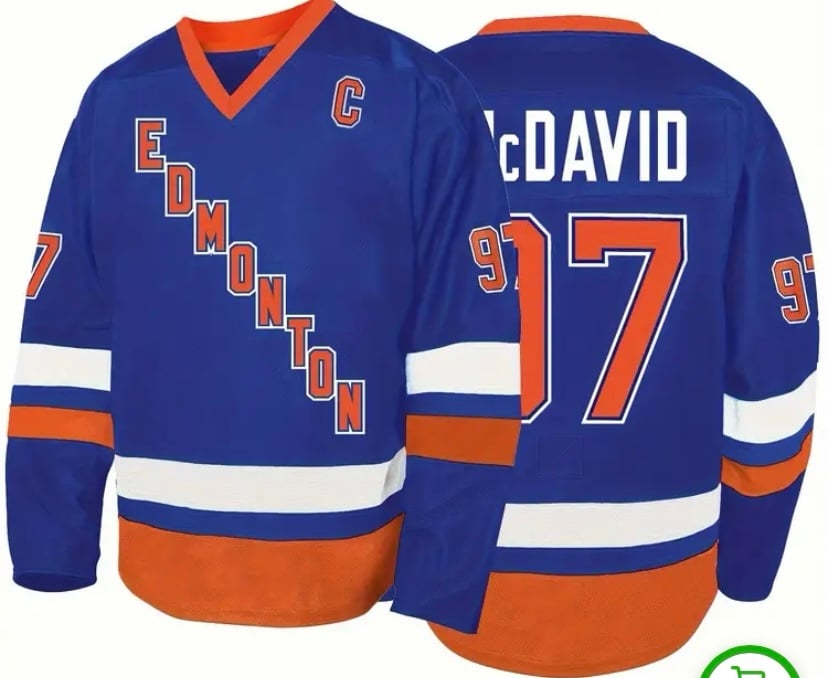 Connor McDavid Edmonton Oilers Men’s Adult Hockey Jersey Fast Ship NHL S-XXL New