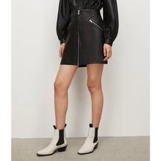 AllSaints Piper Sheep Leather Skirt Black Size 2