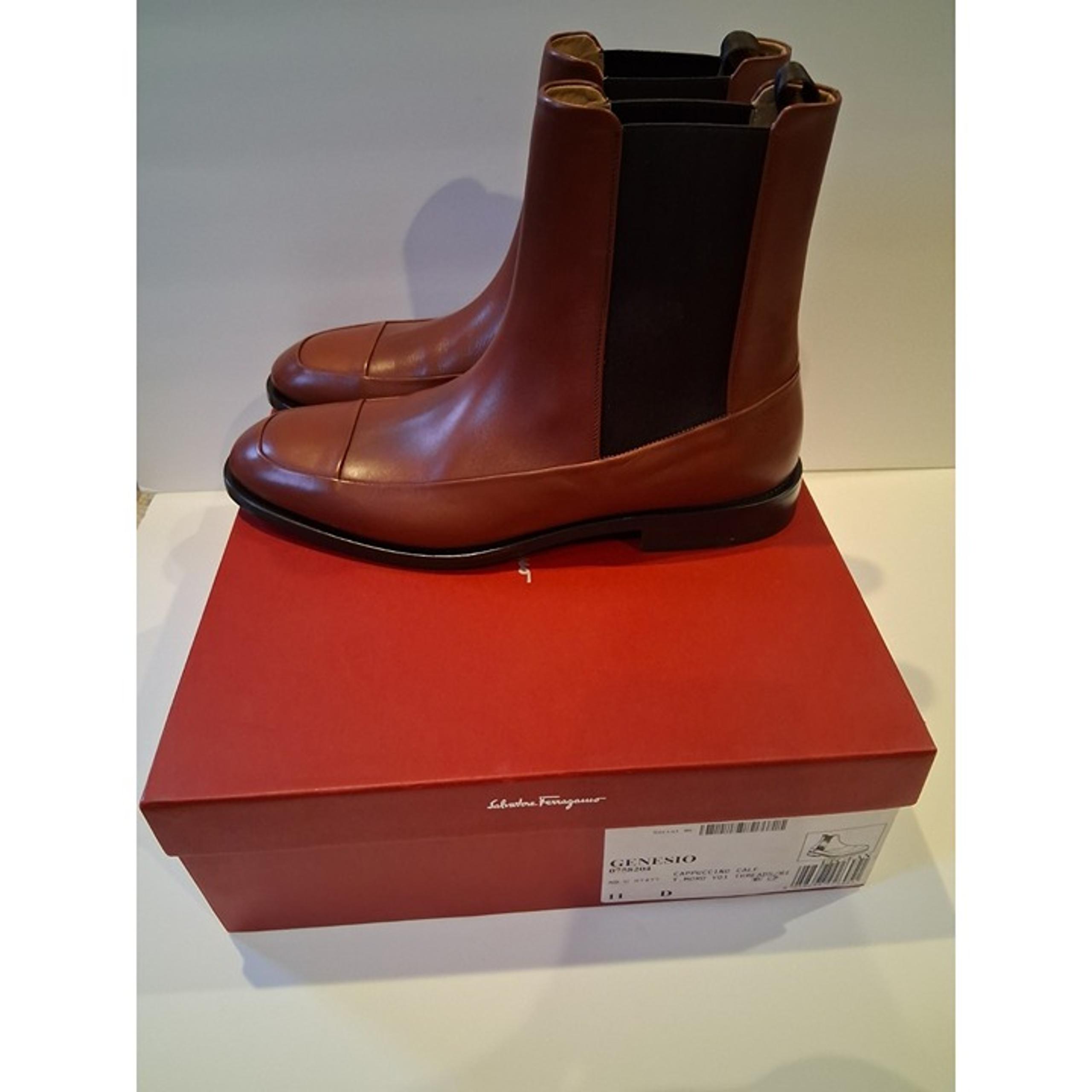 Men’s Salvatore Ferragamo  Genesio Brown Calfskin Chelsea Boots size 11