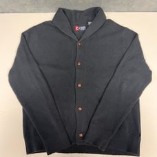 Chaps Men's Shawl Collar Cardigan Sweater Textured Knit Button Front Navy Blue