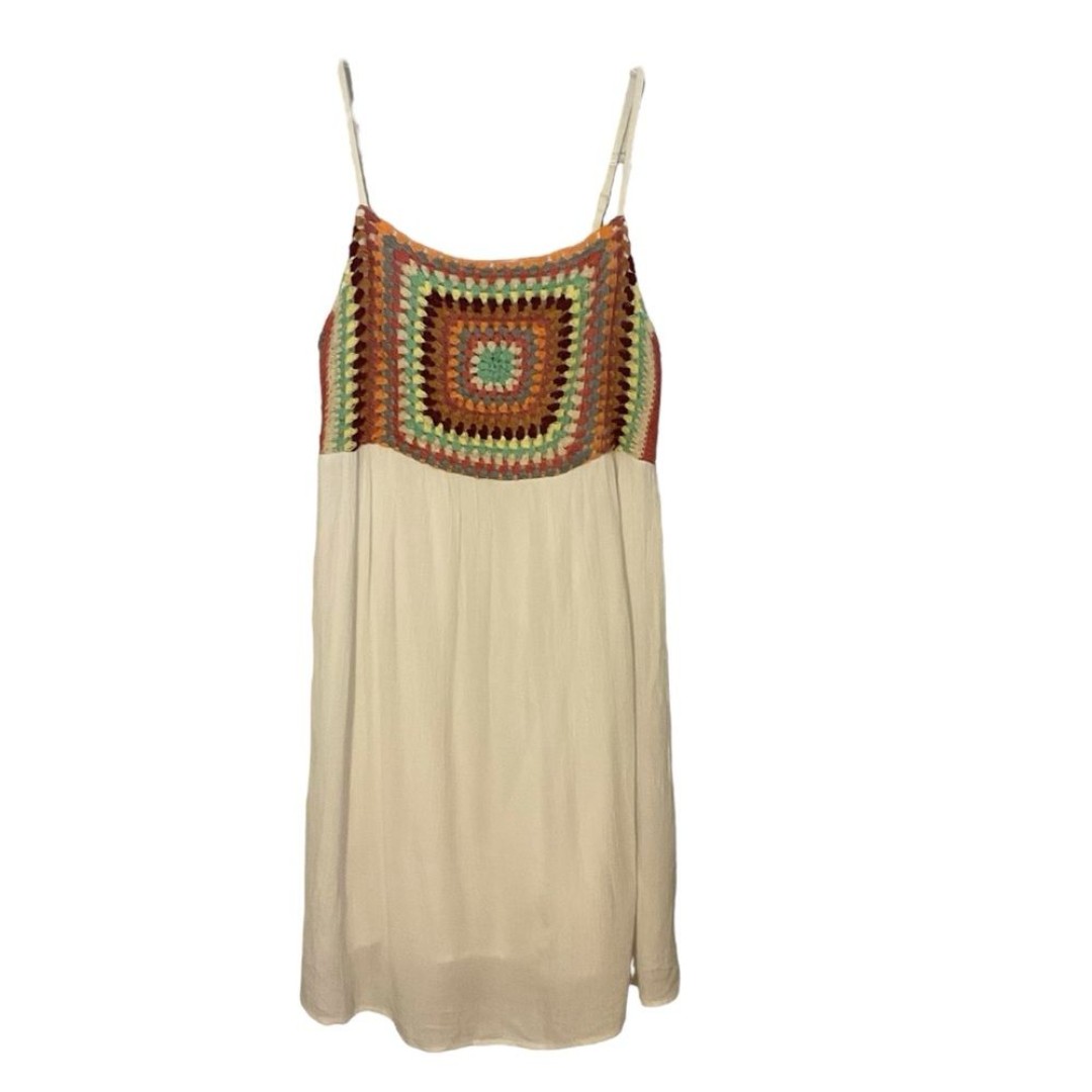 Cynthia Rowley Sleepwear Granny Square Crochet Top Slip Dress Size M
