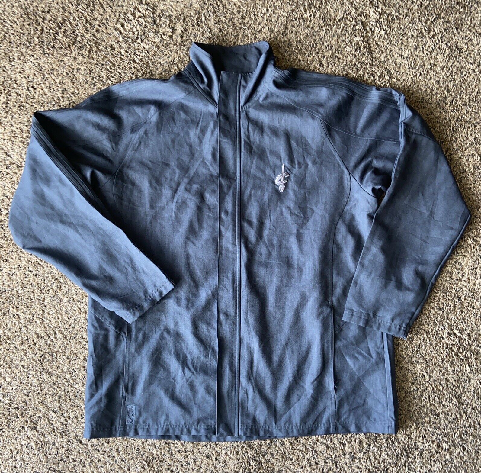 Adidas 3XT Team-Issued Cleveland Cavilers NBA Black Long Snap/Zip Up Trench Coat
