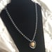 Elegant Silver-Tone Beaded Heart Pendant Necklace