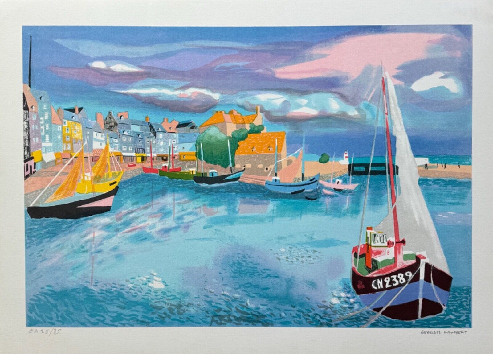 Georges Lambert HARBOR Hand Signed Limited Edition Lithograph Art