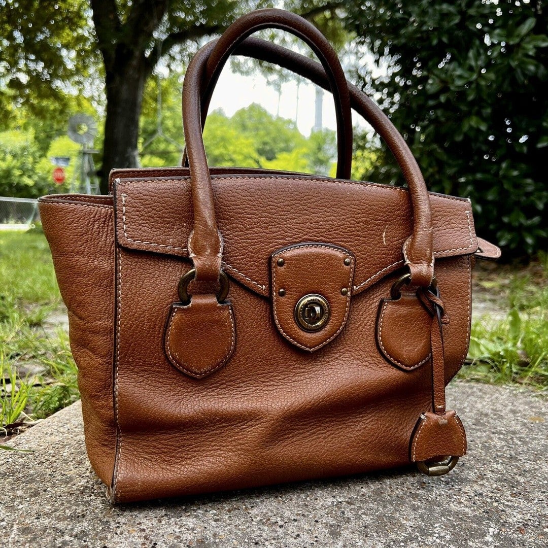 Lauren Ralph Lauren Brown Cowhide Pebble Leather Millbrook Satchel handbag purse Lauren Ralph Lauren Brown Cowhide Pebble Leather Millbrook Satchel handbag purse