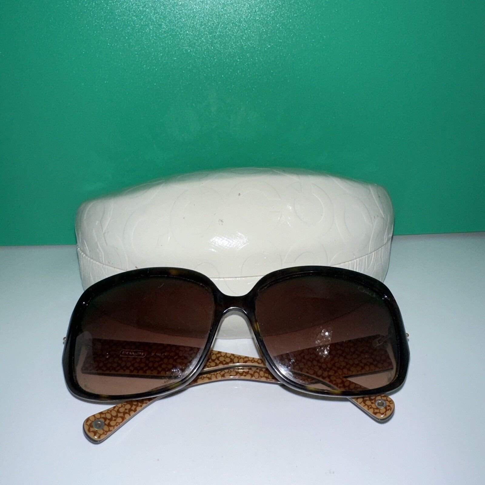 COACH Sunglasses Dark Tortoise Oversized Women's COACH Sunglasses & CASE
