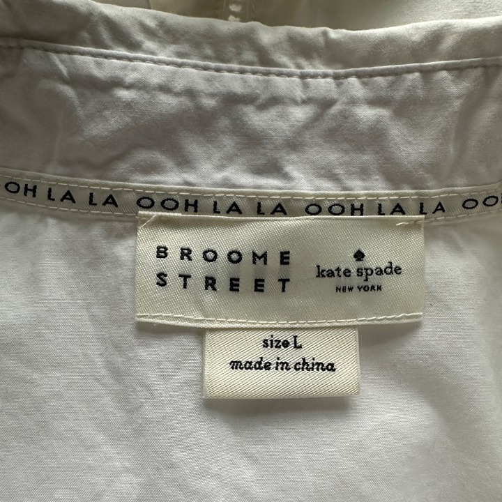 Kate Spade Broome Street Embroidered Poplin Top White Womens