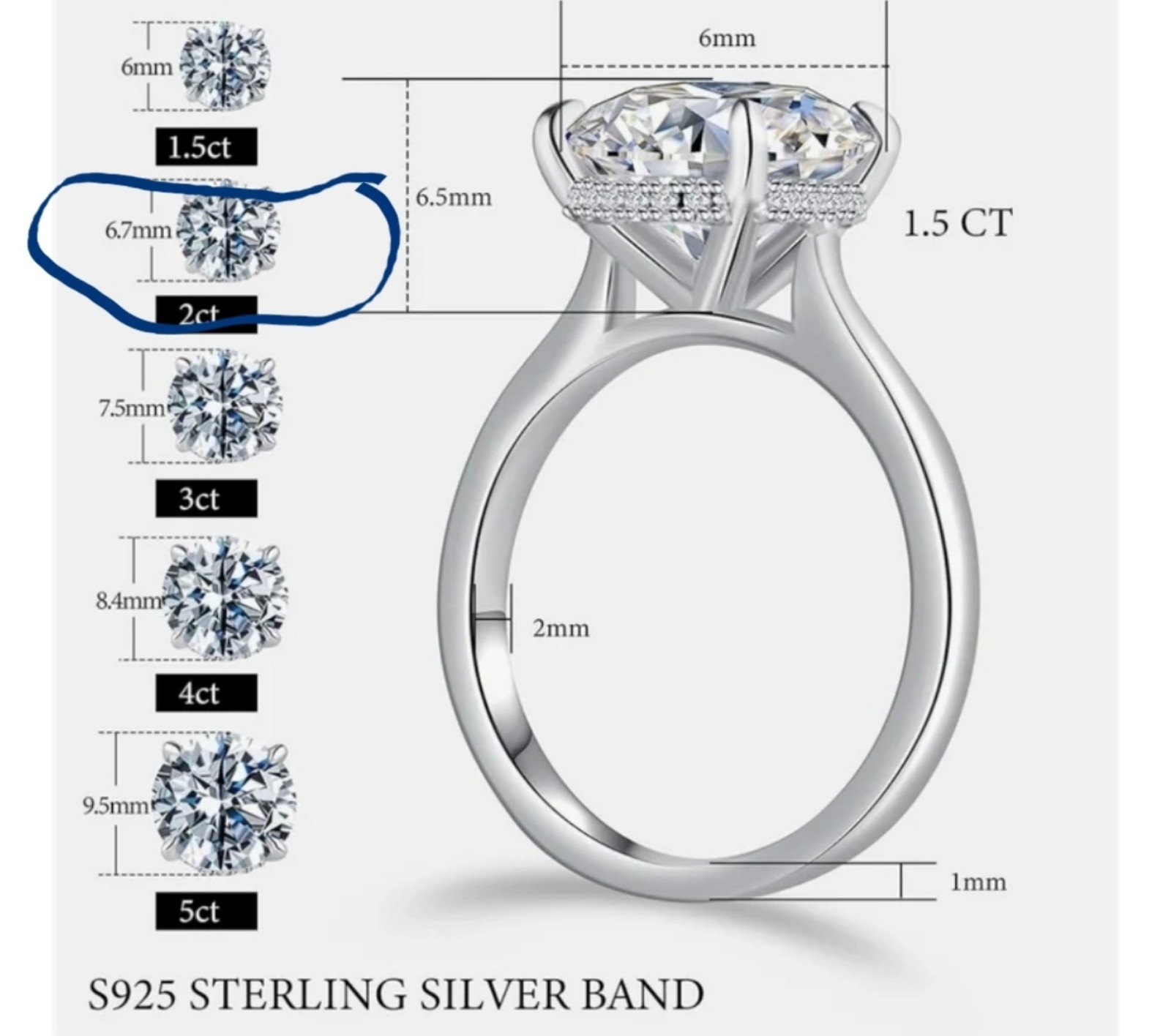 18k WHITE GOLD /925 2ct simulated diamond lab created diamond engagement ring