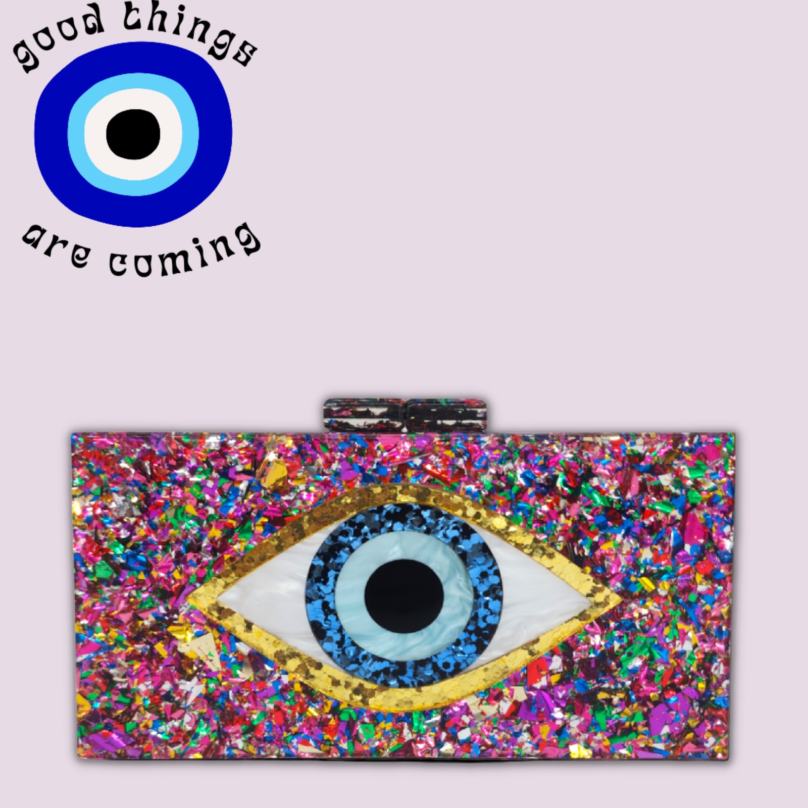 Evil eye acrylic clutch