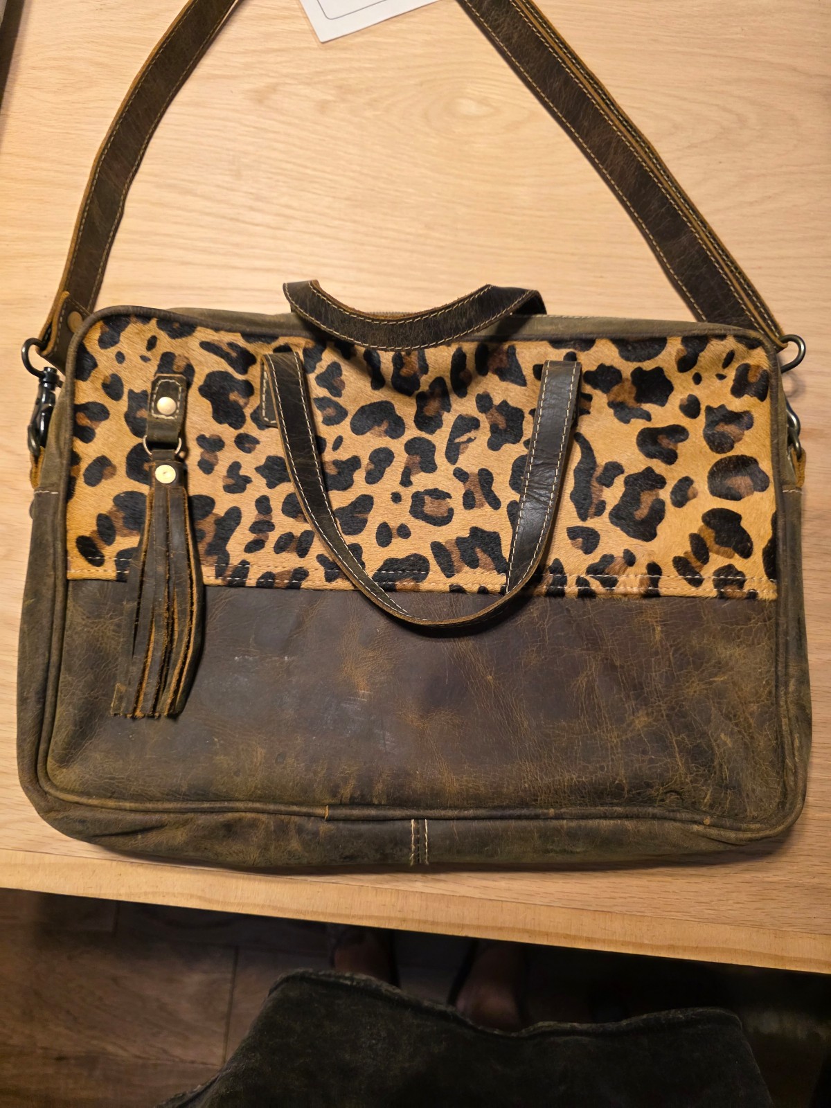 Myra Cheeta Leather laptop Bag
