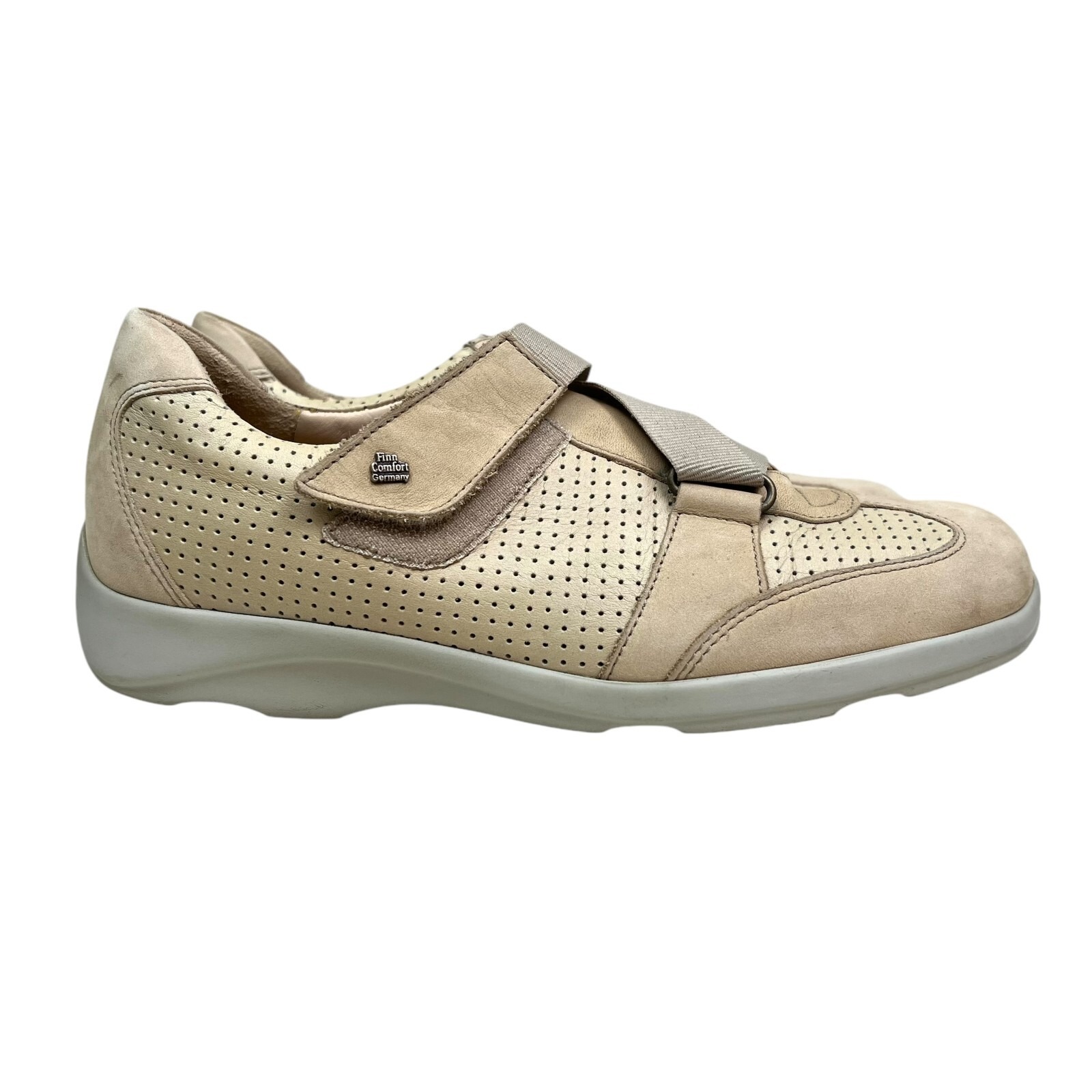Finn Comfort Women Sneaker Perforated Vamp Straps Shock Absorber Soles US7 UK4.5