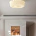Bofea-Milk Yellow Glass Semi Flush Mount Ceiling Drum Lamp,Vintage Flush Mount G