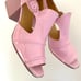 Balenciaga Leather Cutout Patent Leather Pink Block Heel Shoe. Size 39