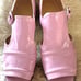 Balenciaga Leather Cutout Patent Leather Pink Block Heel Shoe. Size 39