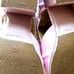 Balenciaga Leather Cutout Patent Leather Pink Block Heel Shoe. Size 39