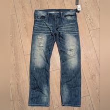 NEW Buffalo Denim Mens 36 x 32 Evan Jeans Slim Leg Ripped Faded Wash NWT